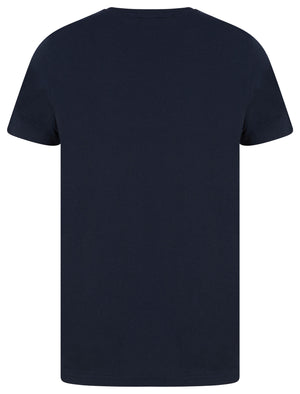 Waves Motif Cotton Jersey T-Shirt In Sky Captain Navy - Dissident