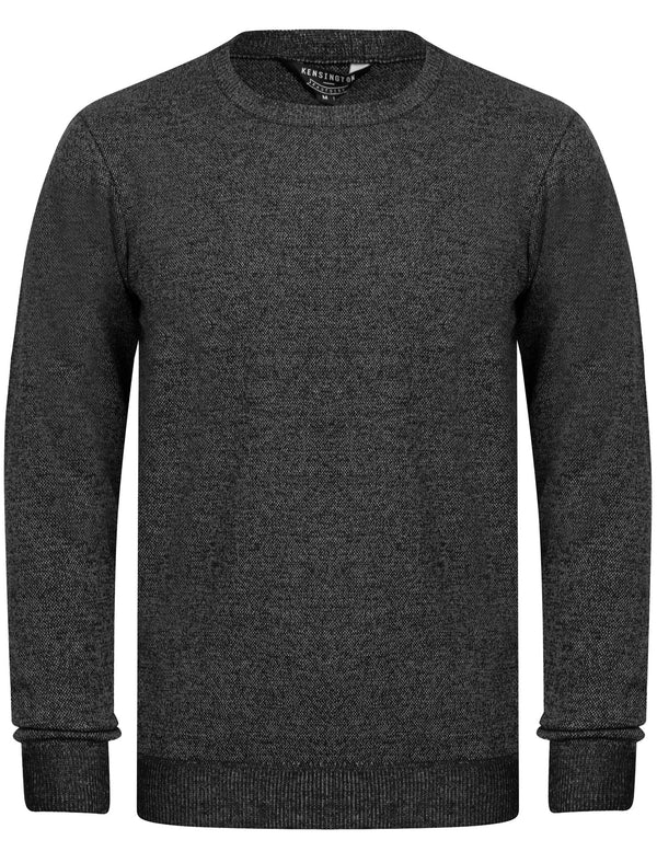 Barney Crew Neck Birdseye Pique Jumper in Black / White Melange - Kensington Eastside