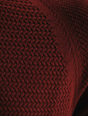 Mullens Crew Neck Textured Knit Cotton Jumper In Claret - Kensington Eastside