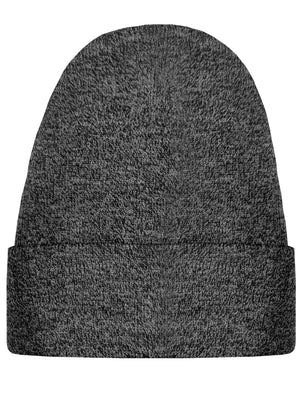 Evan Knitted Beanie Hat in Dark Grey Marl