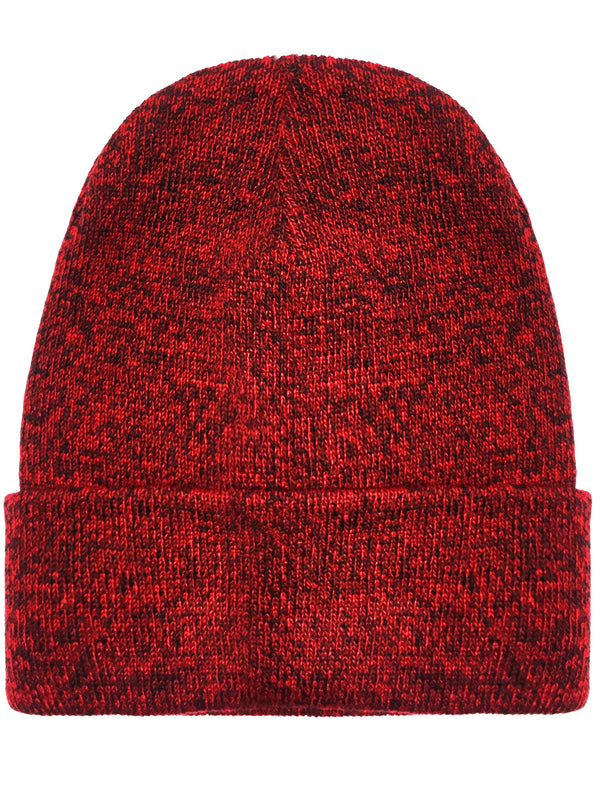 Evan Knitted Beanie Hat in Oxblood Marl