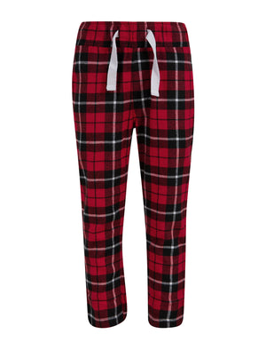 Girl's Reindeer 2pc Lounge Set in Red / Red Black Check - Merry Christmas Kids (4-12yrs)