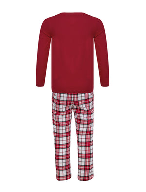 Girl's Rudolph 2pc Lounge Set in Red / Red White Check - Merry Christmas Kids (4-12yrs)