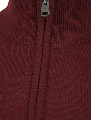 Debmar Half Zip Colour Block Knitted Jumper In Claret - Kensington Eastside