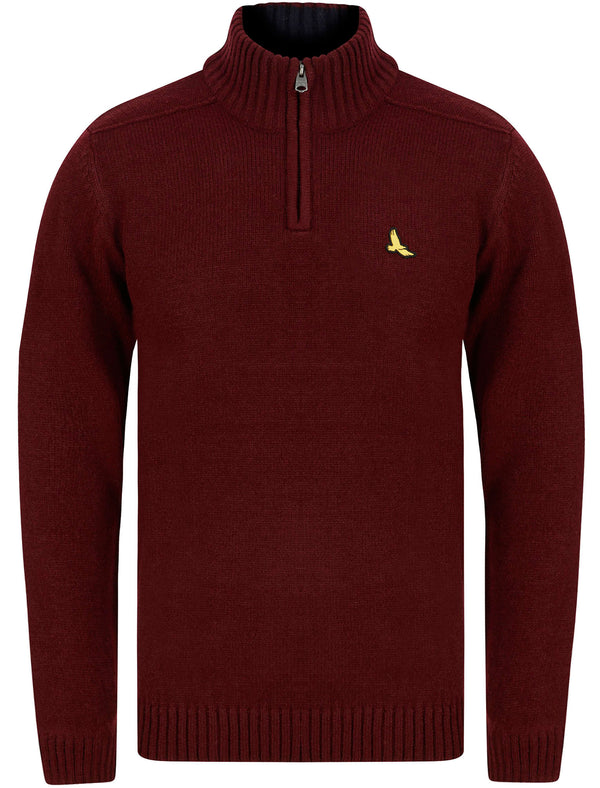 Rozon Half Zip Knitted Jumper In Claret - Kensington Eastside
