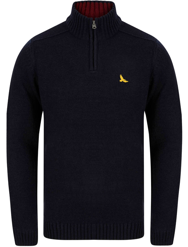 Rozon Half Zip Knitted Jumper In Ink - Kensington Eastside