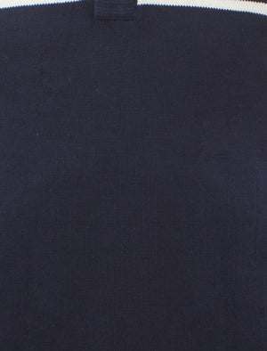 Boysie Funnel Neck Cotton Knitted Top in Midnight Blue - Kensington Dockside