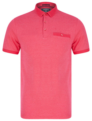 Bardell Cotton Jacquard Polo Shirt with Chest Pocket In Raspberry - Kensington Eastside