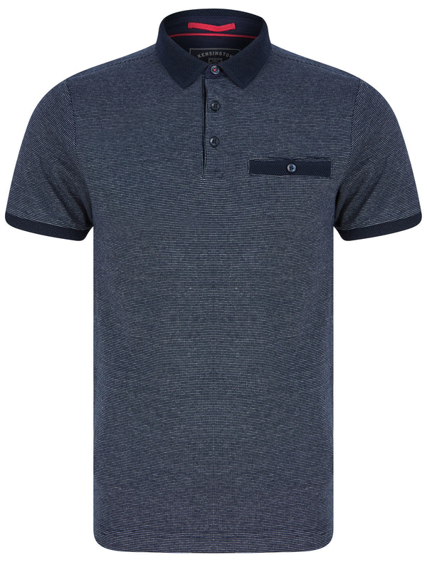 Bardell Cotton Jacquard Polo Shirt with Chest Pocket In Sky Captain Navy - Kensington Eastside