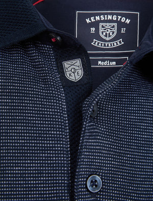 Bardell Cotton Jacquard Polo Shirt with Chest Pocket In Sky Captain Navy - Kensington Eastside