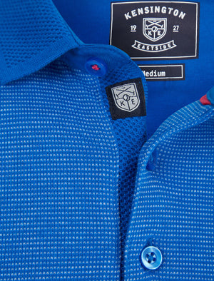 Bardell Cotton Jacquard Polo Shirt with Chest Pocket In Cobalt Skydiver - Kensington Eastside