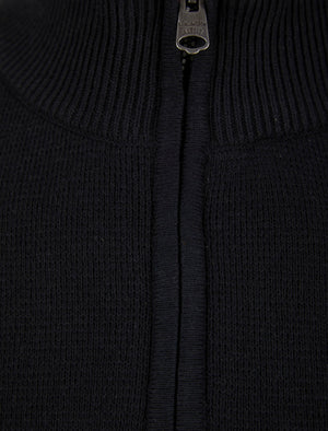 Barnsley Cotton Rich Half Zip Neck Knitted Jumper in Black - Kensington Eastside