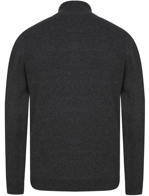 Barnsley Cotton Rich Half Zip Neck Knitted Jumper in Dark Grey Marl - Kensington Eastside