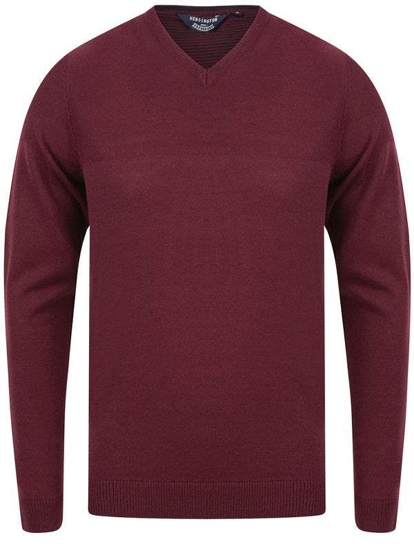 Bolington Basic V Neck Knitted Jumper in Zinfandel - Kensington Eastside