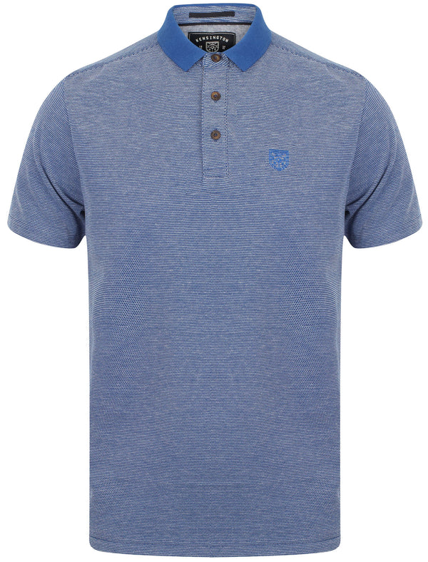 Cordelia Cotton Jacquard Polo Shirt with Contrast Collar In Sapphire - Kensington Eastside