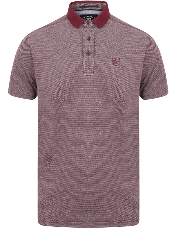 Cordelia Cotton Jacquard Polo Shirt with Contrast Collar In Wine Tasting - Kensington Eastside
