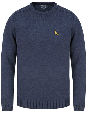 Dustin Knitted Crew Neck Jumper in Denim Marl - Kensington Eastside