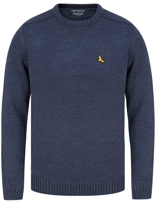 Dustin Knitted Crew Neck Jumper in Denim Marl - Kensington Eastside