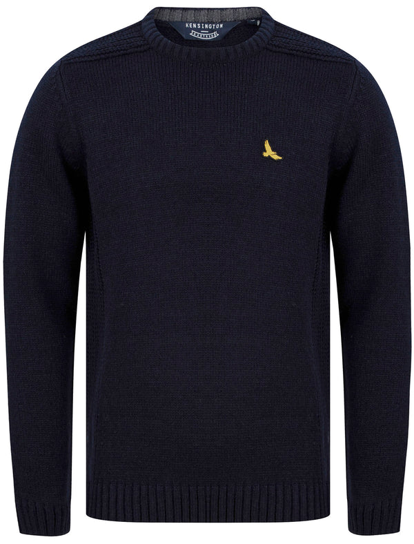 Dustin Knitted Crew Neck Jumper in Ink Navy - Kensington Eastside