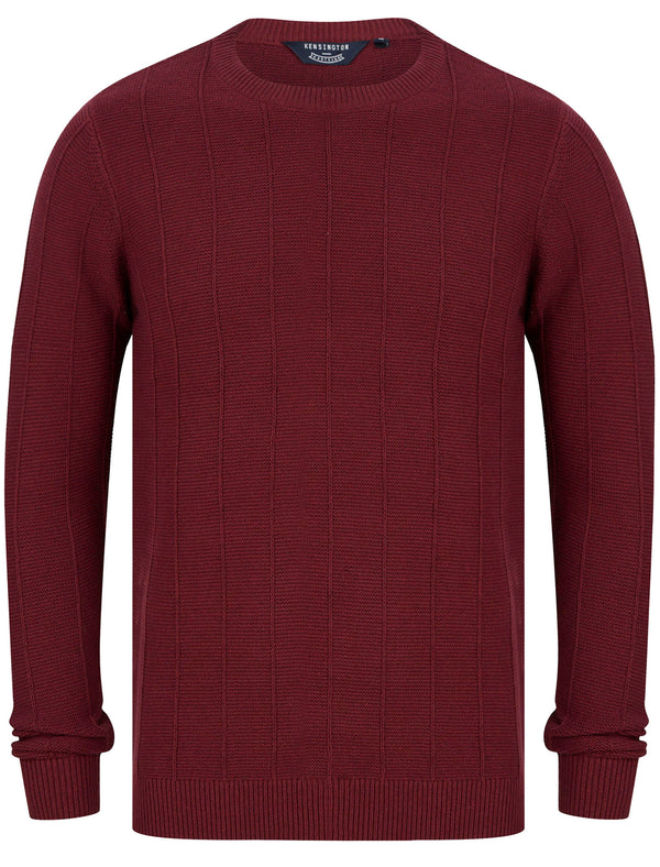 Eugene Cotton Rich Crew Neck Knitted Jumper in Claret - Kensington Eastside