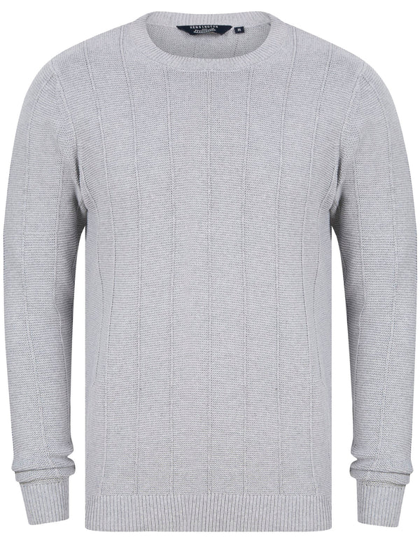 Eugene Cotton Rich Crew Neck Knitted Jumper in Light Grey Marl - Kensington Eastside