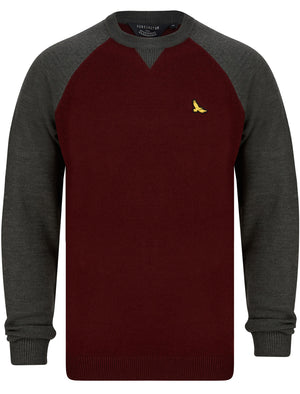 Hampshire Contrast Sleeve Knitted Jumper in Dark Grey Marl - Kensington Eastside