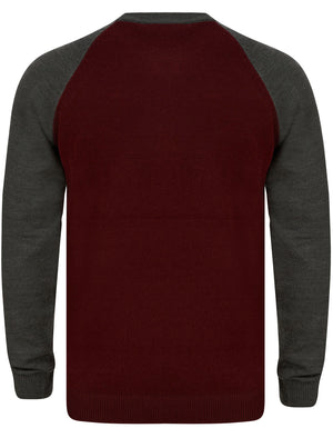 Hampshire Contrast Sleeve Knitted Jumper in Dark Grey Marl - Kensington Eastside