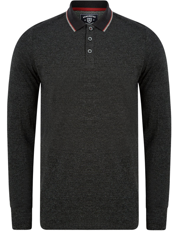 Jupe Cotton Pique Long Sleeve Polo Shirt in Black / White - Kensington Eastside