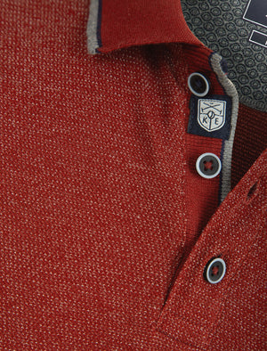 Jupe Cotton Pique Long Sleeve Polo Shirt in Fired Brick Red / White - Kensington Eastside
