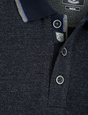 Jupe Cotton Pique Long Sleeve Polo Shirt in Navy / White - Kensington Eastside