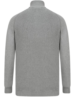 Kinkle Half Zip Cotton Knitted Jumper In Mid Grey Marl - Kensington Eastside