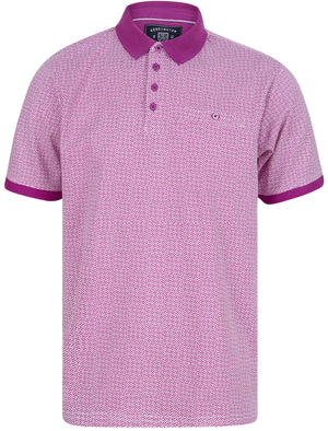 Leaconfield Patterned Cotton Jersey Polo Shirt with Chest Pocket In Hollyhock Purple - Kensington Eastside
