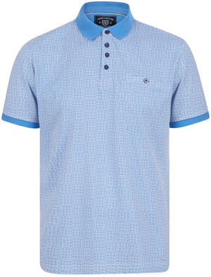Leaconfield Patterned Cotton Jersey Polo Shirt with Chest Pocket In Regatta Blue - Kensington Eastside