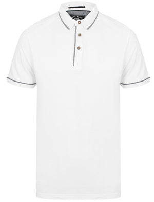 Low Cotton Jersey Polo Shirt with Trims in Optic White - Kensington Eastside
