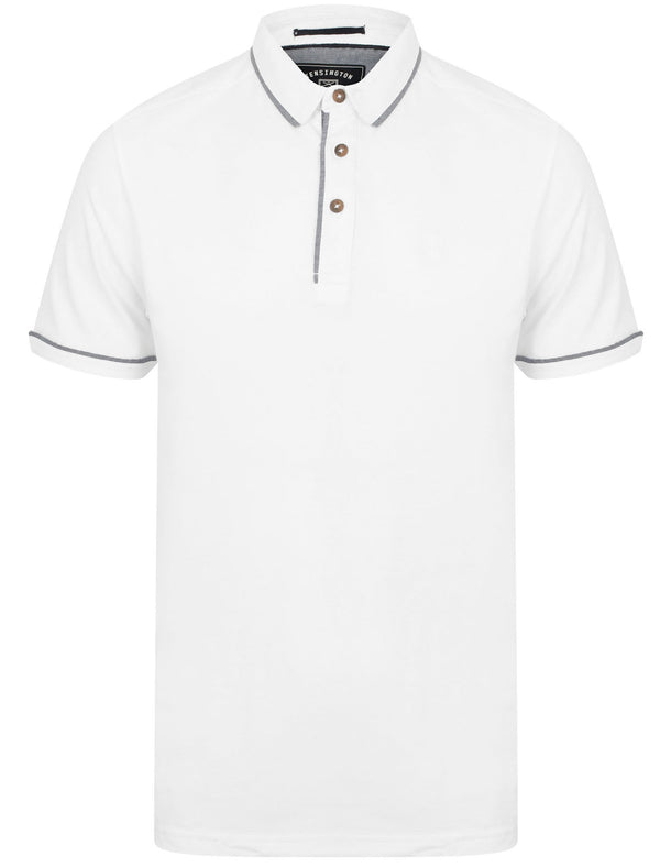 Low Cotton Jersey Polo Shirt with Trims in Optic White - Kensington Eastside