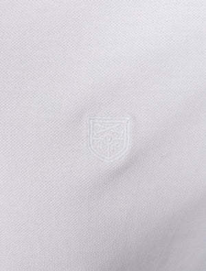 Menotti Cotton Pique Polo Shirt with Jacquard Collar in Bright White - Kensington Eastside