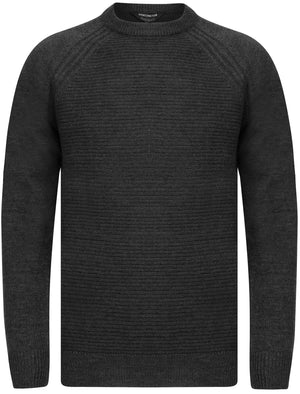 Morphy Ribbed Stitch Crew Neck Knitted Jumper in Charcoal Marl - Kensington Eastside