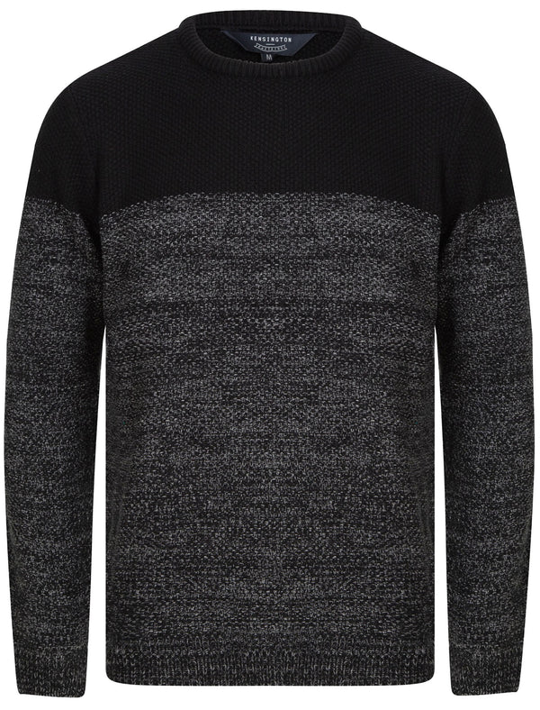 Musk Colour Block Crew Neck Jumper in Black / Dove Grey - Kensington Eastside