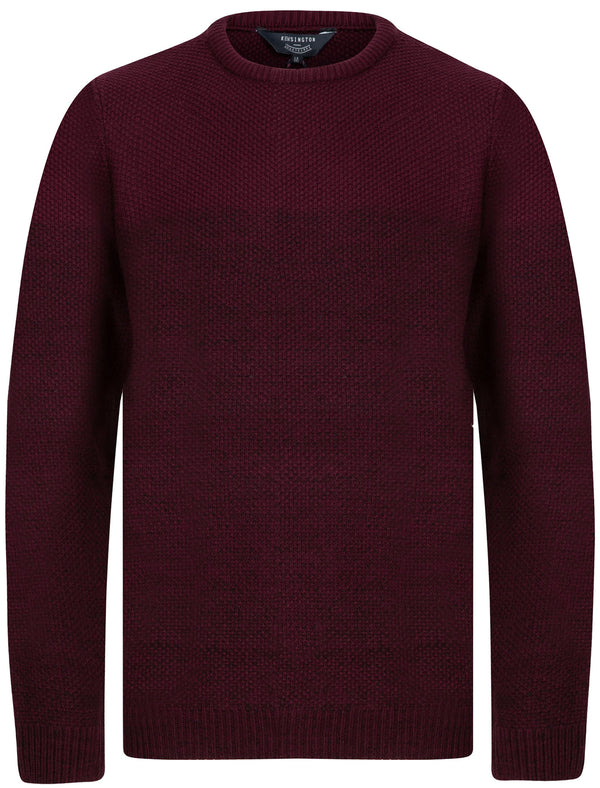 Musk Colour Block Crew Neck Jumper in Burgundy / Black - Kensington Eastside