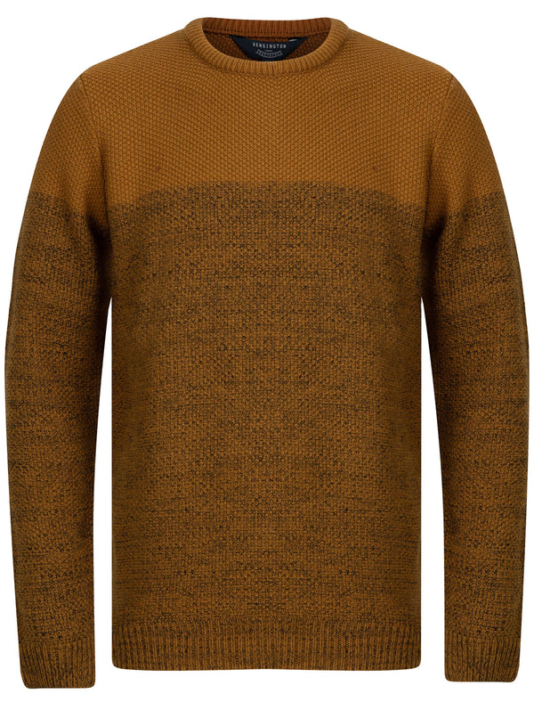 Musk Colour Block Crew Neck Jumper in Rubber Brown / Black - Kensington Eastside