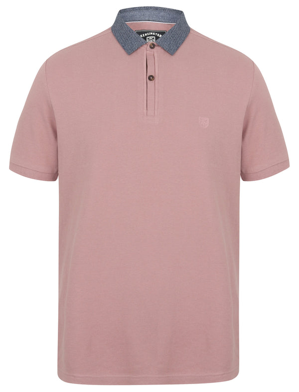 Norland Cotton Pique Polo Shirt with Chambray Collar in Deauville Mauve - Kensington Eastside