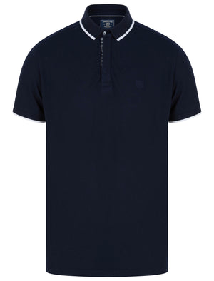 Pelier Cotton Pique Polo Shirt with Tipping in Sky Captain Navy - Kensington Eastside
