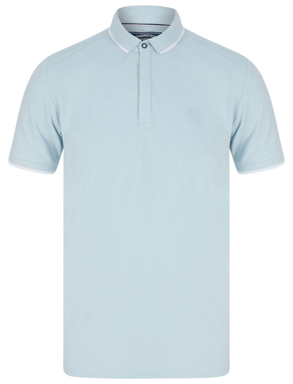 Pelier Cotton Pique Polo Shirt with Tipping in Skyway Blue - Kensington Eastside