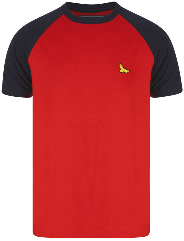 Ponler Contrast Sleeve Cotton Baseball T-Shirt In Barados Cherry - Kensington Eastside
