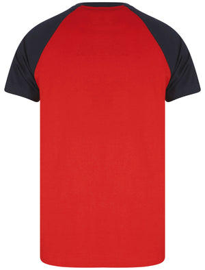 Ponler Contrast Sleeve Cotton Baseball T-Shirt In Barados Cherry - Kensington Eastside