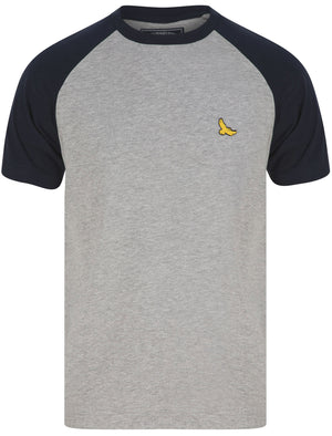 Ponler Contrast Sleeve Cotton Baseball T-Shirt In Light Grey Marl - Kensington Eastside