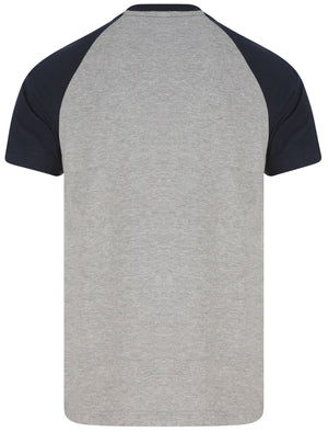 Ponler Contrast Sleeve Cotton Baseball T-Shirt In Light Grey Marl - Kensington Eastside