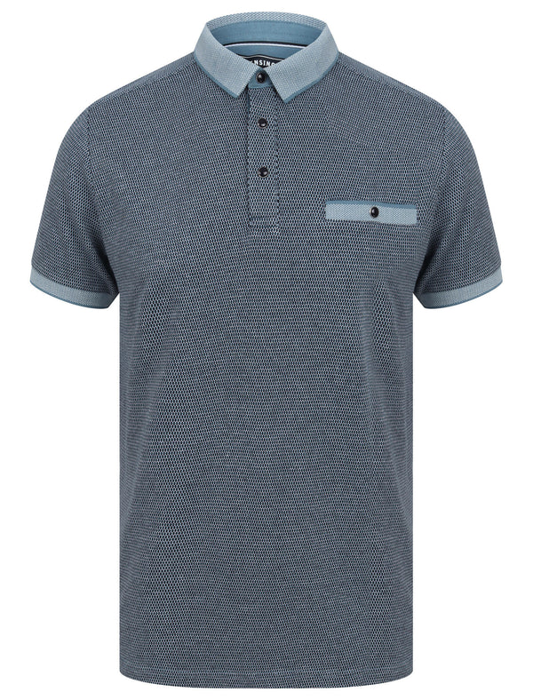 Artillery Cotton Jacquard Polo Shirt with Chest Pocket In Blue Heaven - Kensington Eastside