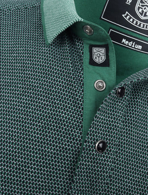 Artillery Cotton Jacquard Polo Shirt with Chest Pocket In River Green - Kensington Eastside