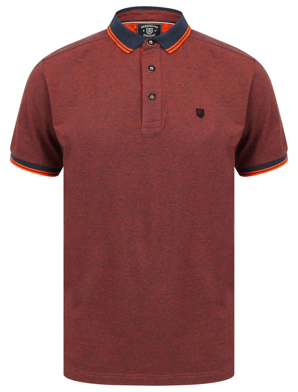 Goldsmith Jacquard Jersey Polo Shirt with Tipping In Koi Orange - Kensington Eastside